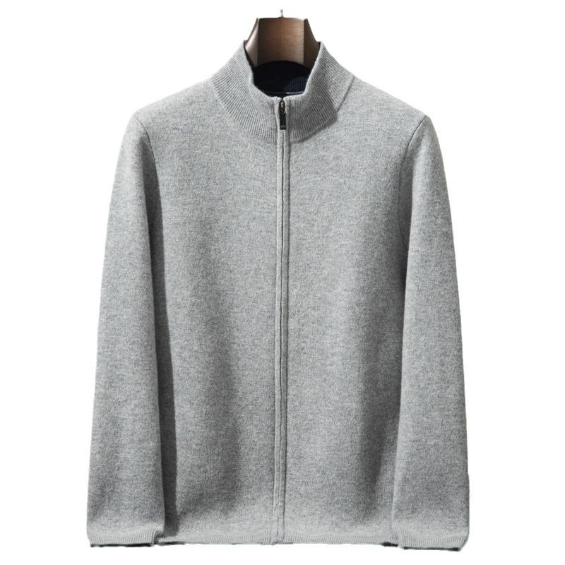 Men's Thickened Cashmere Zip Cardigan - Autumn/Winter Long-Sleeved Knit Sweater