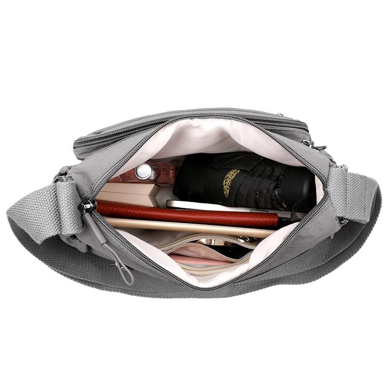 Damen Umhängetasche mit mehreren Fächern, Umhängetasche, einfarbig, Muttertasche