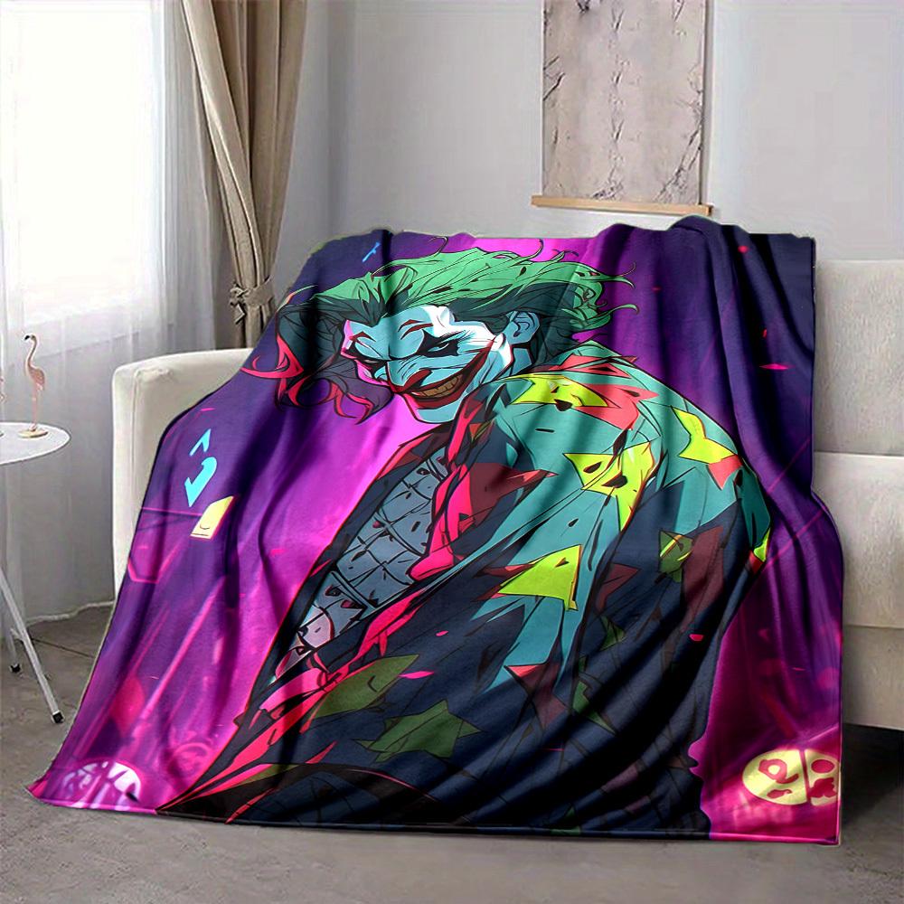 1pc Joker Clown Flannel Throw Blanket - Lightweight Soft Warm All-Season Blanket for Sofa, Bed, Travel, Camping  L1029051
