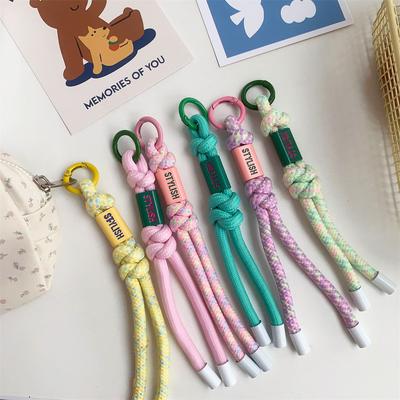 Korean Colorful Braided Short Nylon Strap For iPhone Phone Chain Charm Bag Key Lanyard Hanging Cord Rope Keychain Stylish Sport