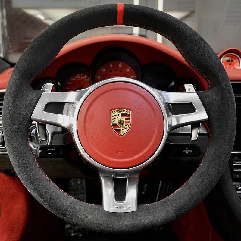 Car Steering Wheel Braid Cover Soft Suede 100% Fit For Porsche 911 991 Boxster 981 Cayman Cayenne Panamera 2009 -2016 Gray Thread