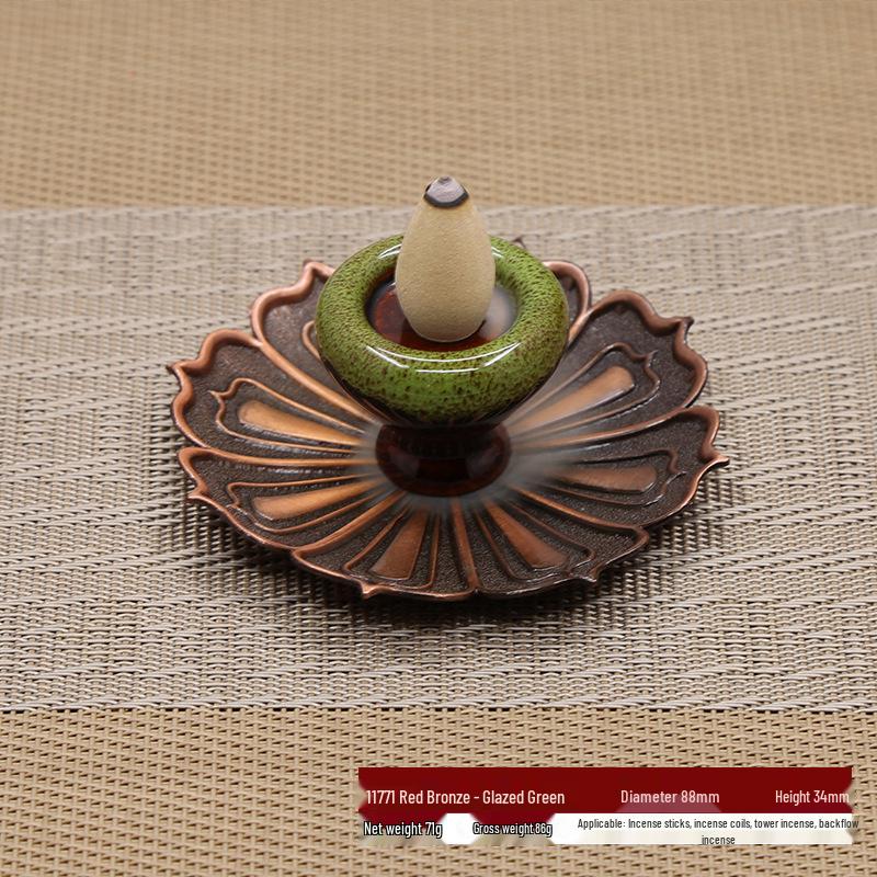 Ceramic Lotus Backflow Incense Burner & Stick Holder Ornament
