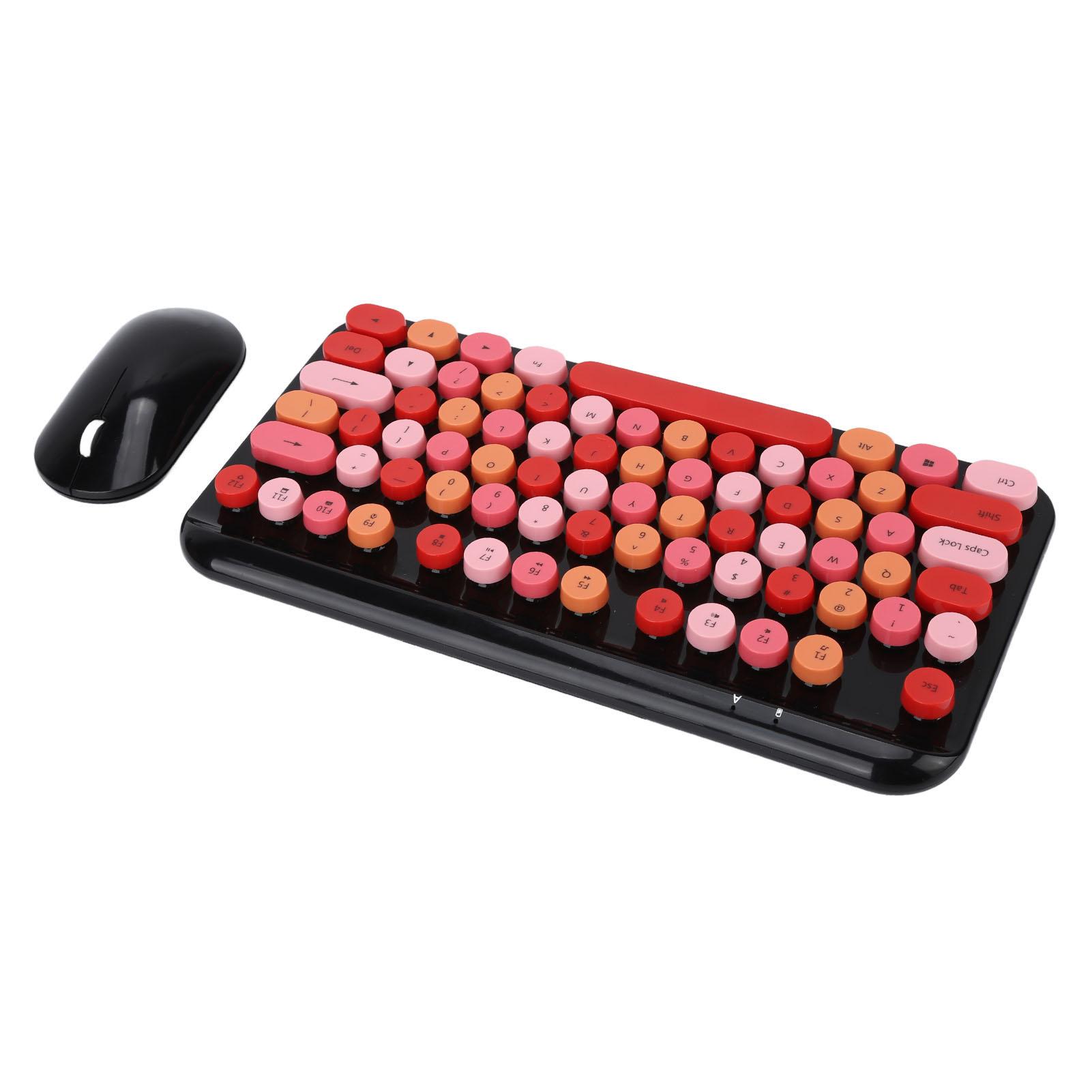 

USB клавиатура мышь 2.4GHz беспроводная эргономичная ретро 75 клавиш полноразмерная игровая клавиатура мышь набор для красный черный