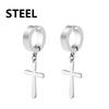 2pc Stainless Steel Men Cross Stars Punk Dangle Earrings Gothic Woman Cross Ear Hoop Earrings Huggies Pendant Piercing Jewelry