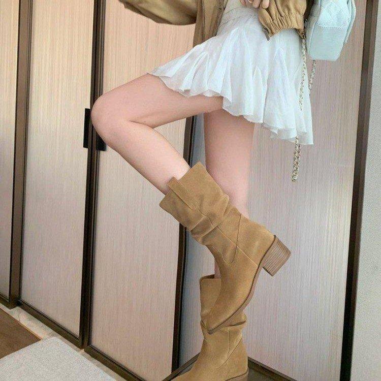 Autumn new Martin boots women's small inner heightening boots women's new retro style high heel medium tube short boots stacking boots