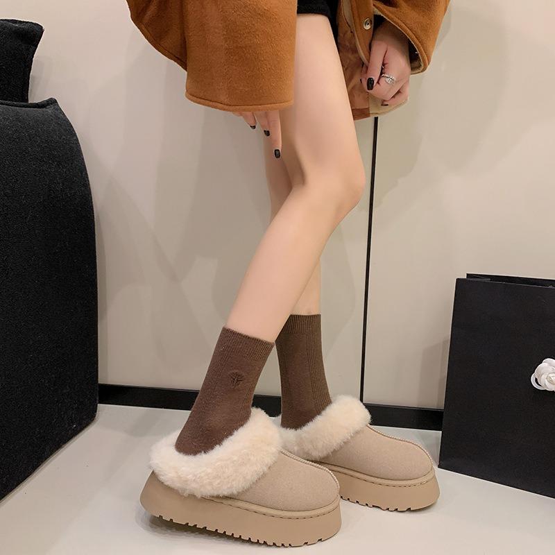 Fashion fluffy slippers women's new autumn and winter snow boots thick-soled piled cotton slippers