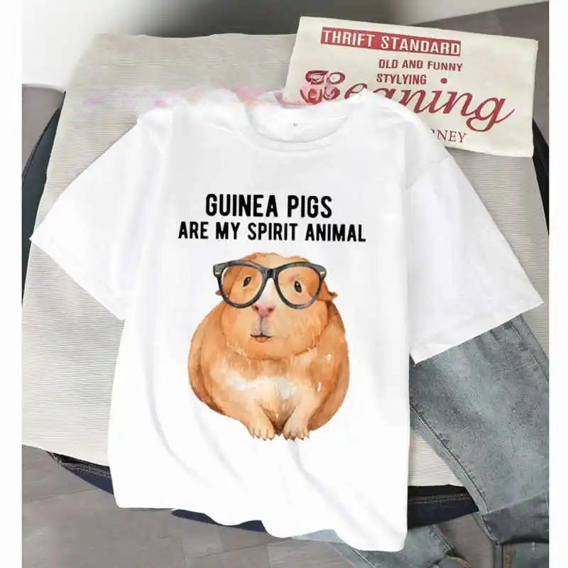 Womens Funny T Shirt Guinea Pig Summer Short Sleeves 2026 Harajuku Kawaii Animals Holiday TShirt Female Fashion Spring Tops