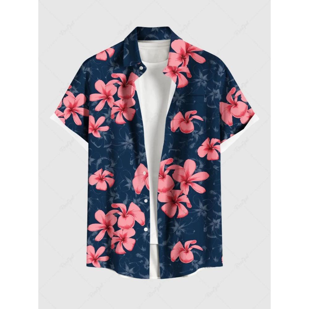 Męska Letnia Koszula z Krótkim Rękawem z Wzorem Drzewa Kokosowego, Drukowany Kołnierzyk, Koszula na Wakacje na Hawajach, Męska Codzienna Koszula Street Hip Hop z Krótkim Rękawem