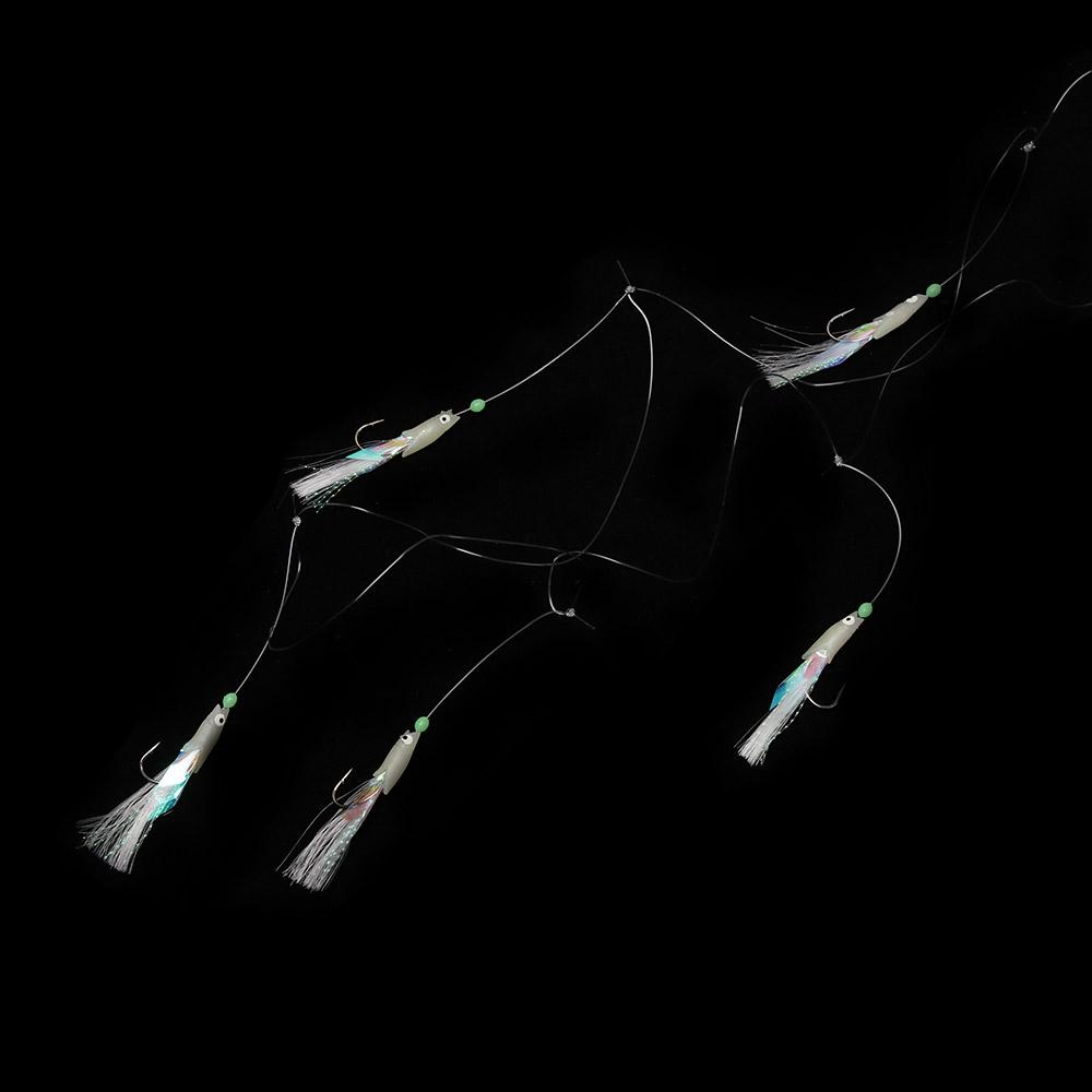 Soft Silicone Head  Carbon Steel  Portable Tied Up Glow Fish Lure Soft Bait  String Hook Long Tail