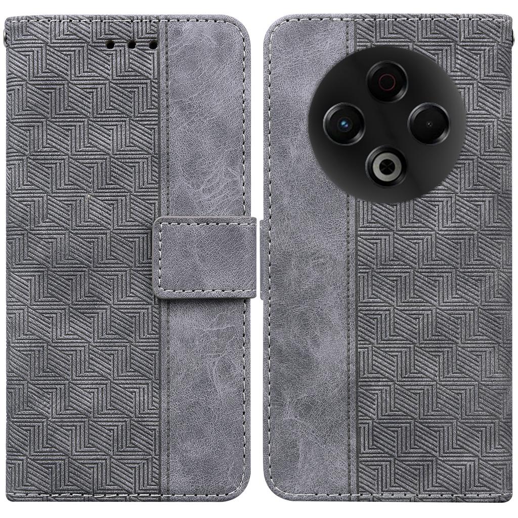 For TECNO Spark 30 4G Case Geometry Pattern Leather Wallet Phone Cover with Wrist Strap