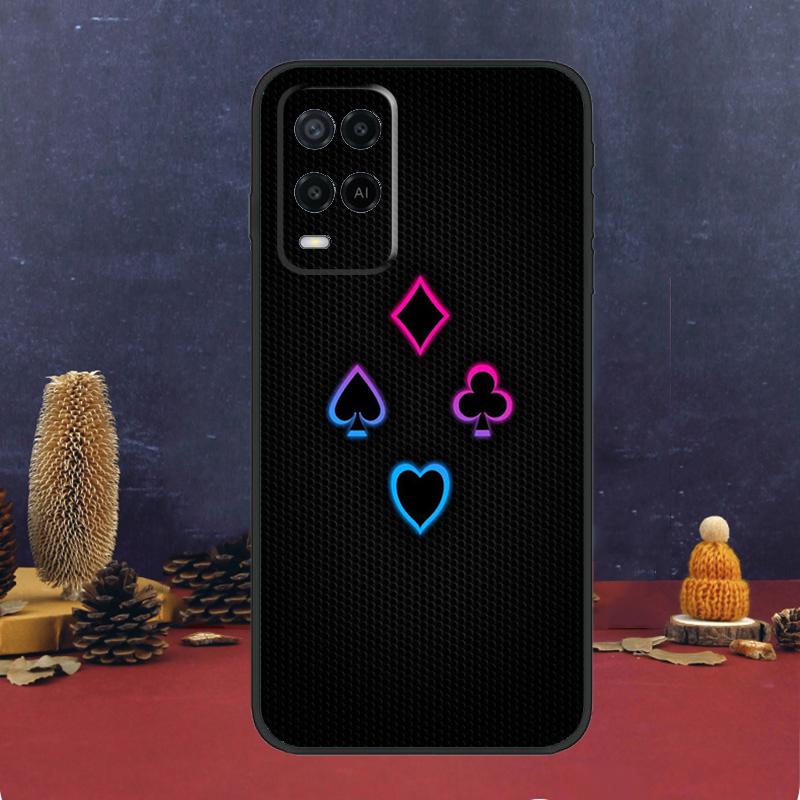 Poker Playing Card Case For Oppo A80 A60 A40 A78 A98 A58 A38 A18 A54 A74 A94 A96 A76 A16 A15 A17 A57 A5 A6 Pro