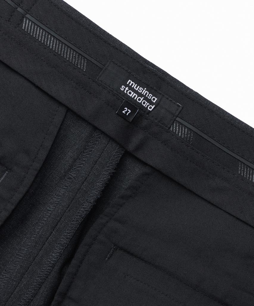MUSINSA STANDARD WOMAN Women'S Summer Wool One-Pleat Wide Hidden Elastic Waist Slacks [Charcoal Gray]