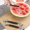 Edelstahl Doppelkopf Frucht Eis Kugel Löffel Durchmesser Melonenkugelausstecher Obst Gemüse Werkzeuge