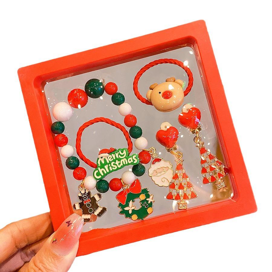 Children's Holiday Jewelry Set: Reindeer Bracelet, Ear Clip, & Ring - Perfect Christmas Gift