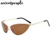 Polarized Cat Eye Y2K Sunglasses Men Women  Luxury Brand Designer Fashion Small Oval Metal Frame Sun Glasses Vintage Eyewear