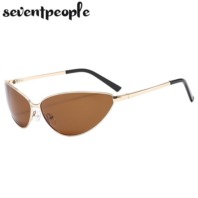 Polarized Cat Eye Y2K Sunglasses Men Women Luxury Brand Designer Fashion Small Oval Metal Frame Sun Glasses Vintage Eyewear