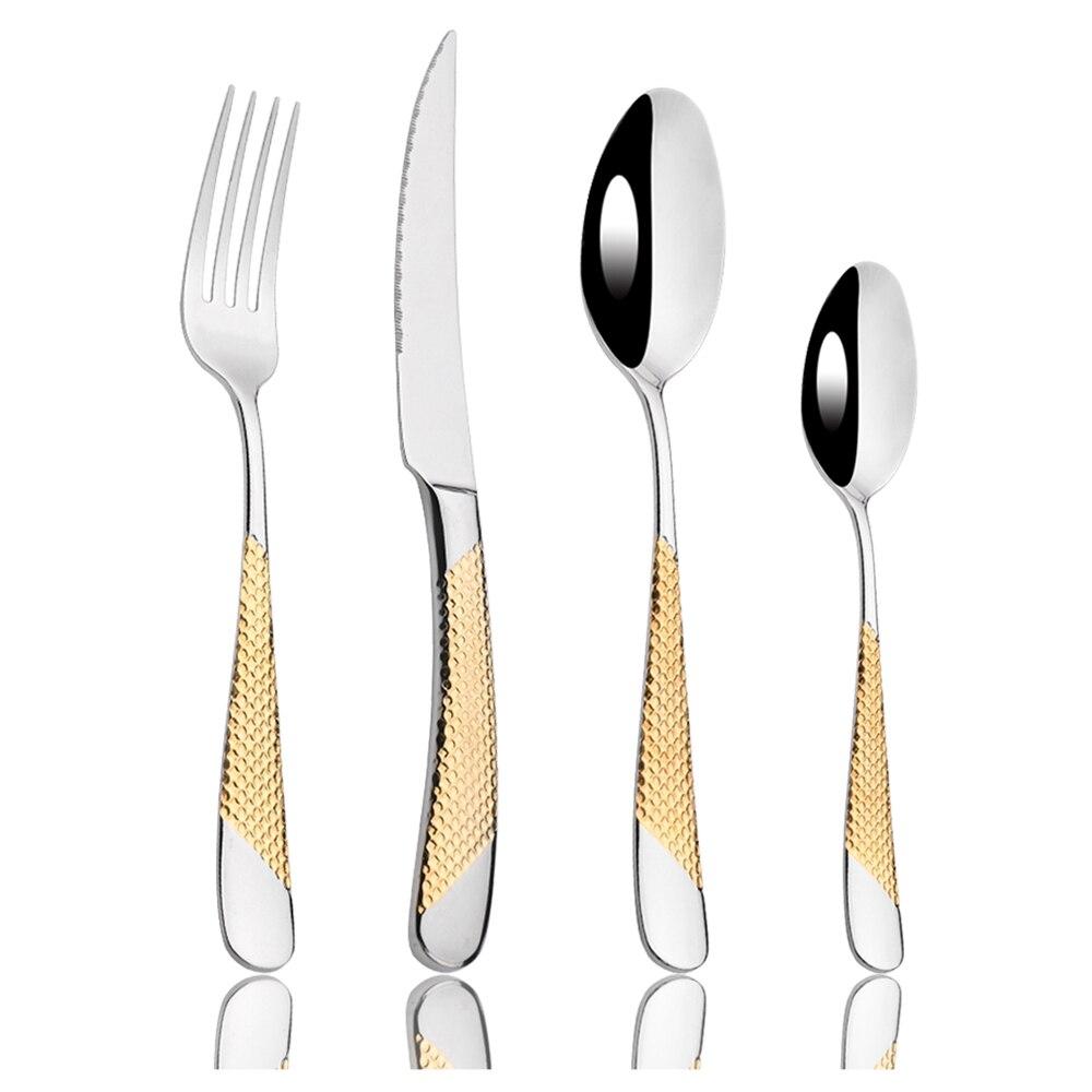 4Pcs Luxurious Flatware Cutlery Set Gold Tableware 18/10 Stainless Steel Mirror Polished Dinnerware Fork Spoon Knife Western Dinner Set