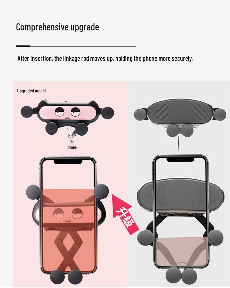 Gravity Sensing Car Phone Holder - Cute, Non-blocking, Multi-functional Cartoon Design for Vehicles
