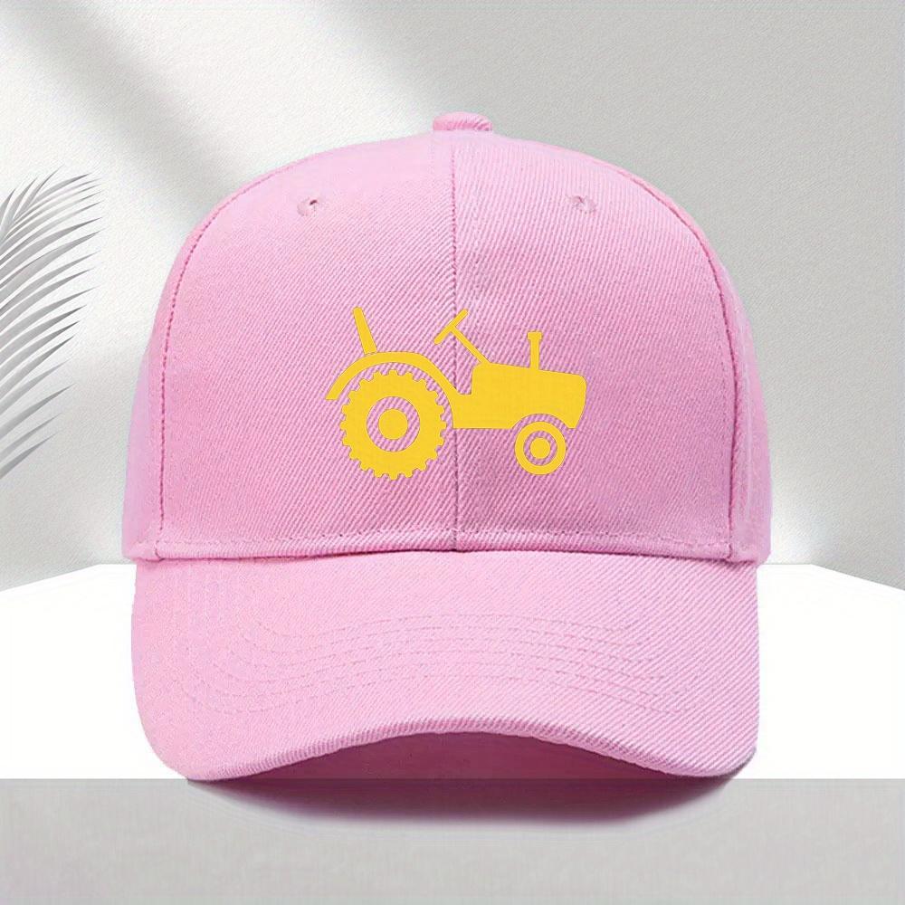 Yellow Tractor Graphic Polyester Baseball Cap Adjustable Unisex Outdoor Casual Farm Hat