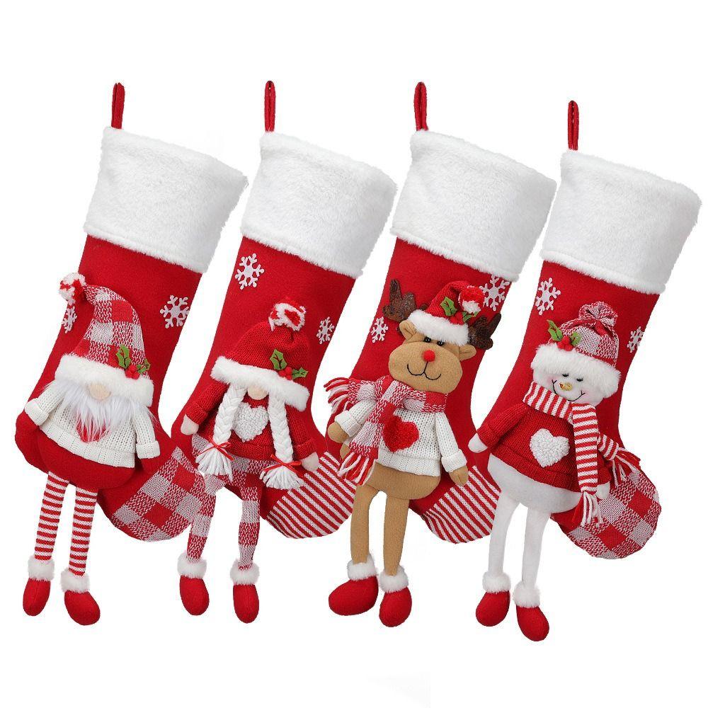 Three Dimensional Christmas Stocking Elderly Snowman Xmas Tree Hanging Ornaments  Fireplace