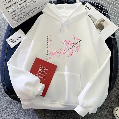 Sudaderas con Estampado de Flor de Cerezo Sakura para Mujer, Sudadera Casual de Manga Larga con Bolsillo, Jerseys de Invierno para Mujer, Sudadera de Otoño Invierno