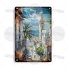 Maghreb Travel Cityscape Metal Sign Tunisia Alger Algeria Chefchaouen Morocco Marrakesh Oran Kabylie Hammamet Tunis Gafsa Plaque