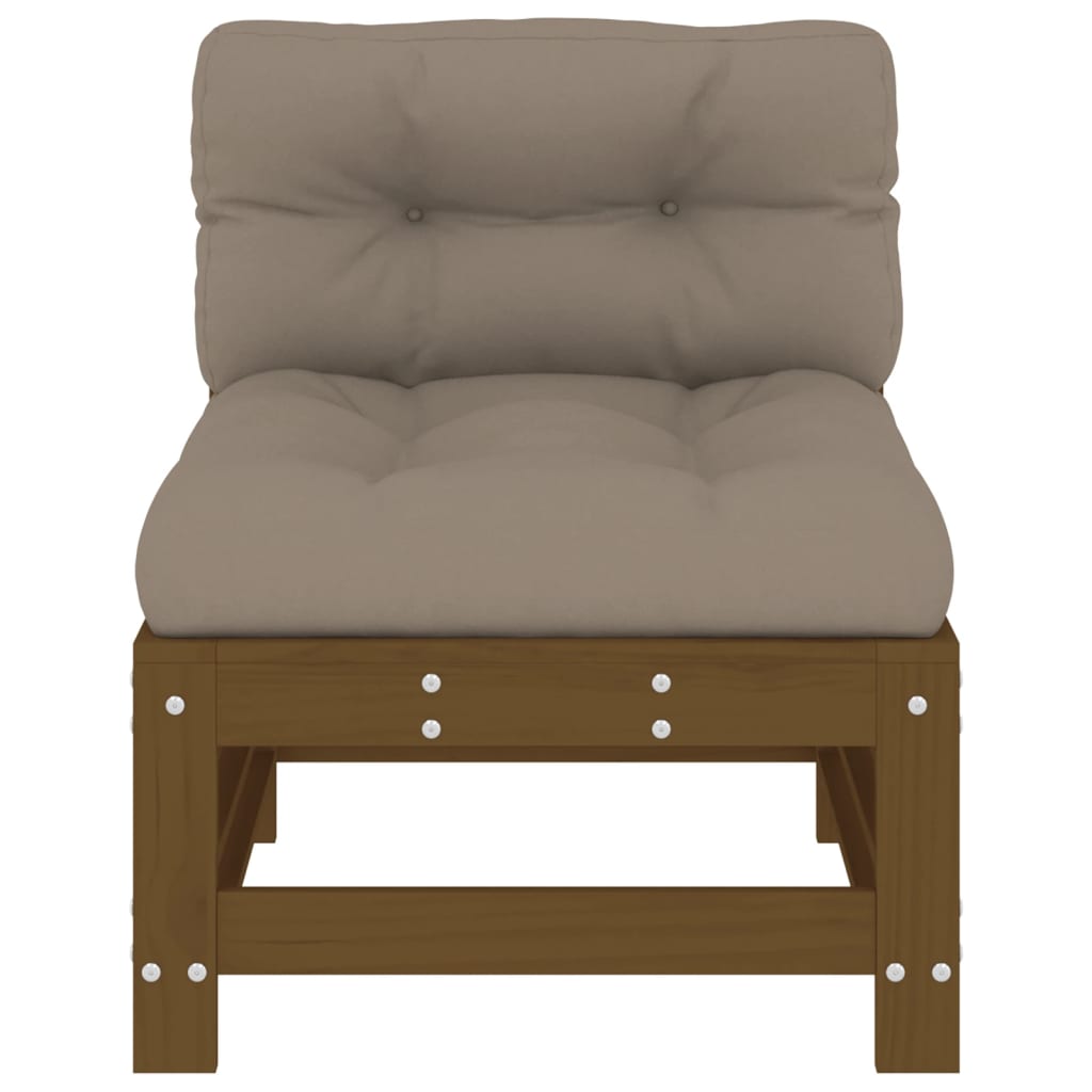 Mid Section Sofa with Cushions Honey Brown Solid Pine Wood