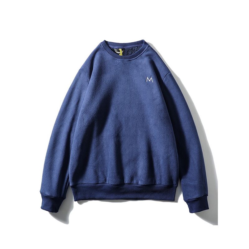 Berber Fleece Double-sided Polar Fleece Warm Hoodie Men s Winter Fleece-lined Thickened Fleece Coat Foreign Trade Men s Casual Outerwear Navy Blue M