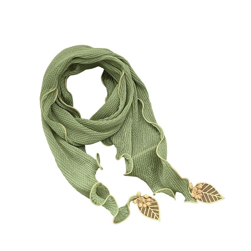 Triangle scarf scarf female personality design small leaf pendant scarf curved edge headscarf headband hair tie silk scarf waist