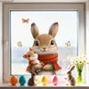 Easter Cartoon Bunny Eggs Static Window Stickers, Holiday Glass Decals for Home Decoration