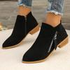 Women's Shoes New Thick Heel Large Size Women's Boots Suede Martin Boots Low Heel Side Zipper Short Boots Women