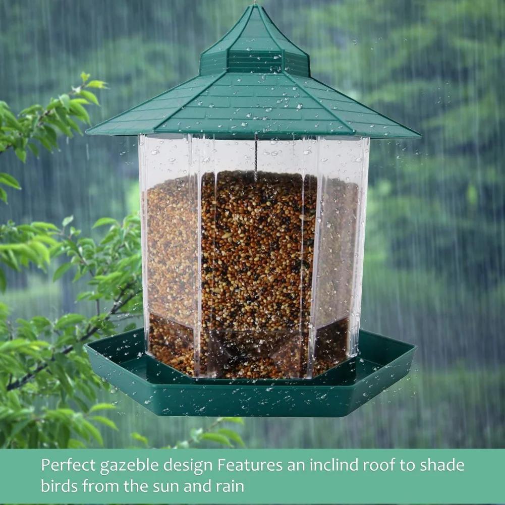 Hanging Wild Bird Feeder Waterproof Gazebo Outdoor Container With Hang Rope Feeding House Type Bird Feeder Aves Decorations