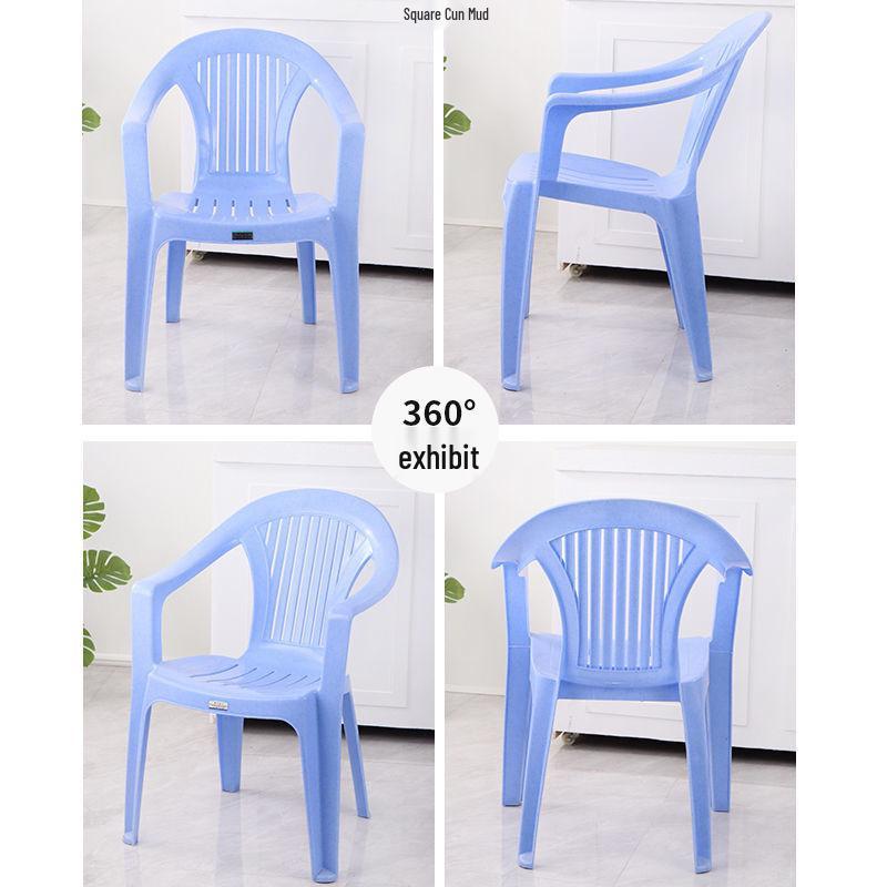 Durable Plastic Armchair with Thickened Backrest – Versatile for Home, Outdoor, Dining, or Beach