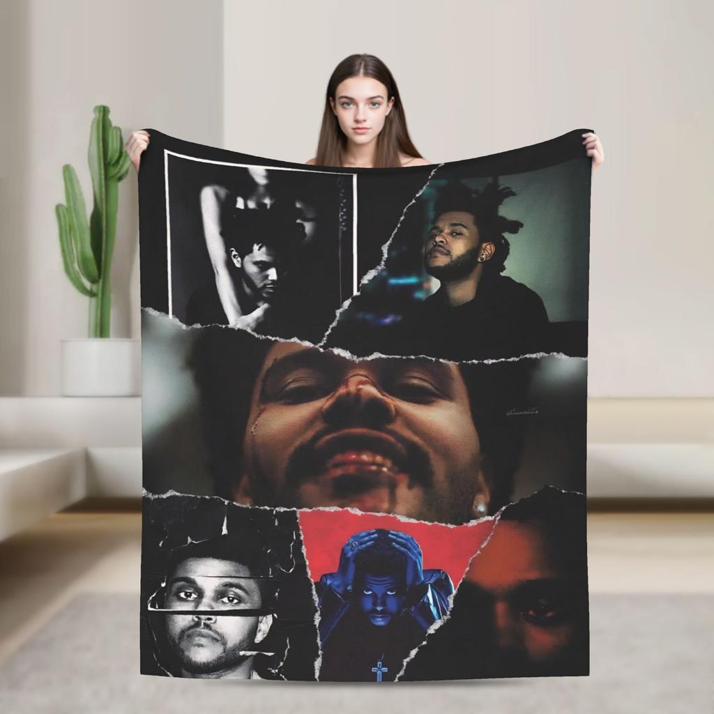 The Weeknds Rapper Singer Flannel Blanket New Album Hurry Up Tomorrow Warm Soft Throw Blanket for Bedspread Sofa Bed Cover
