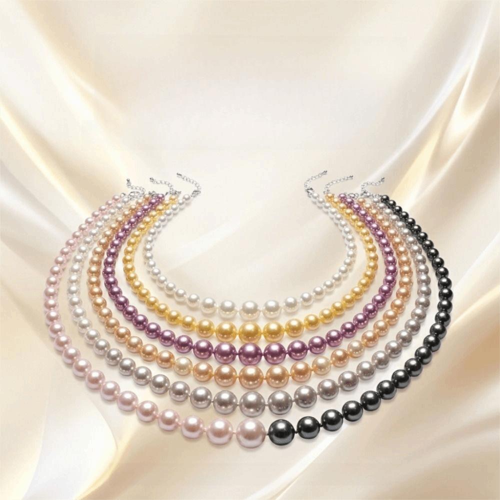 Elegante Perlenkette mit abgestufter Größe Leichte Schlüsselbein-Kette Damen Halskette Hochzeits Schmuck