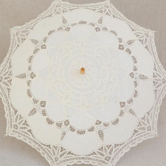 Exquisite Umbrella Multi-use Cotton Lace Flower Pattern Visual Effect Sunshade for Photography