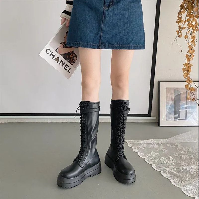High boots Women's long boots but knee-thin medium tube thin 2025 spring and autumn new Martin boots Knight single boots