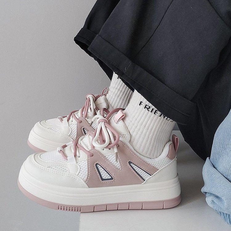 Board shoes women's 2025 spring new rubber muffin soft-soled women's shoes color matching small fresh green casual sports white shoes