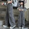 Teenage Girls Wide Leg Cargo Jeans Spring Autumn Fashion Kids Casual Denim Pants School Young Children Straight Baggy Trousers 15Y