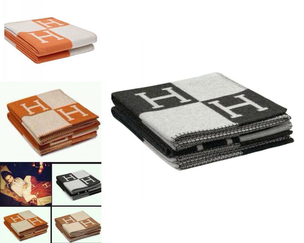 Luxurious Wool Cashmere Blanket Thick Warm Geometric Pattern Office Throw