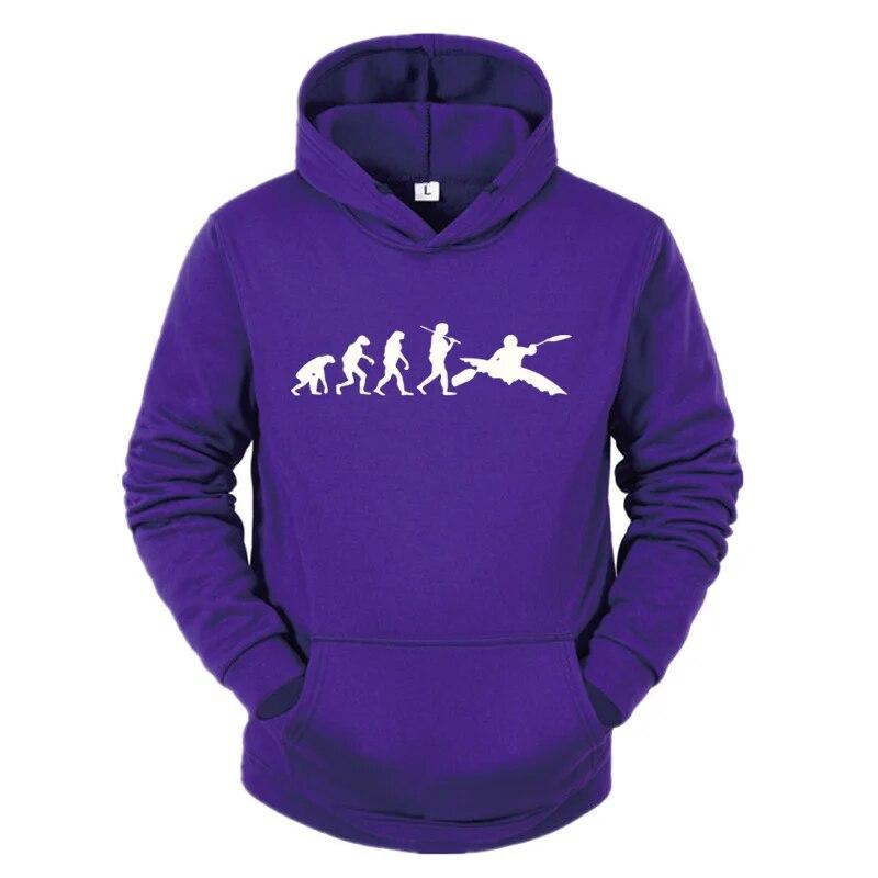 Ewolucja Kajakarstwa Ludzkiego Bluza z Kapturem Nowa Moda Najwyższa Jakość z Kapturem Casualowa Odzież Unisex Ewolucja Projektu Kajaka Bluzy