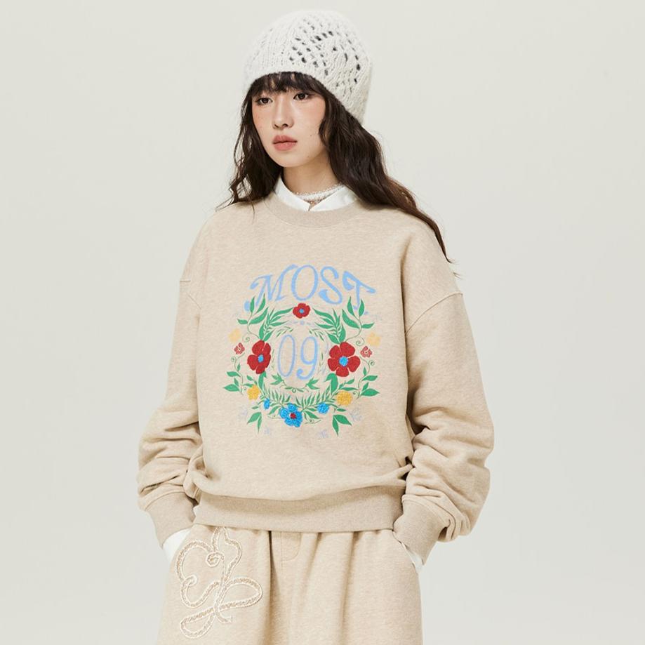 Dimanaf New 2025 Women Embroidery Flower Hoodies & Sweatshirts Print Full Sleeve Autumn Basic Tops T-Shirt New Pullover