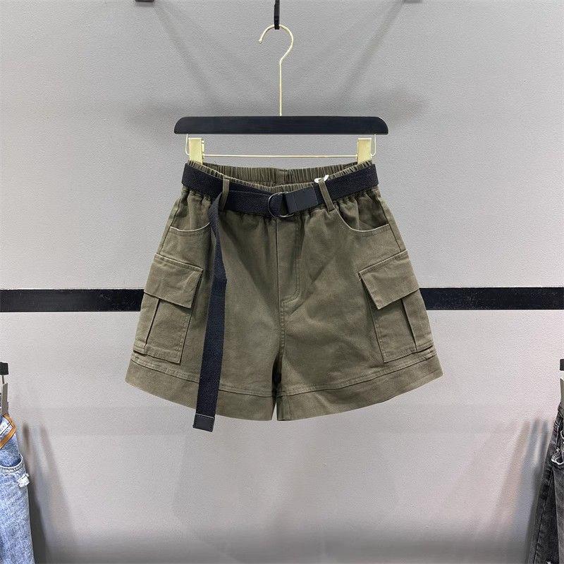 Women s Military Green High-Waist A-Line Denim Shorts - European Station 2026 Spring/Summer Collection S