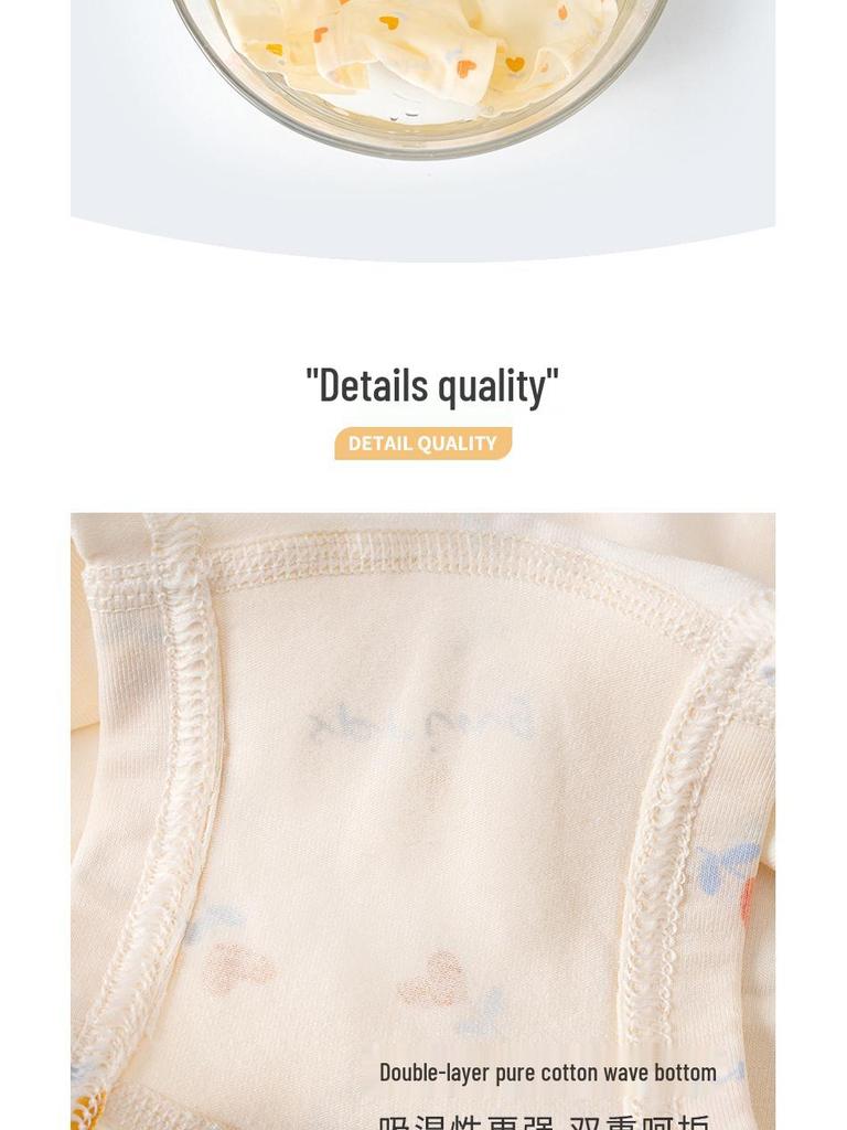 Kids' Pure Cotton Cartoon Boxer Briefs - Antibacterial Korean Style for Baby Girls
