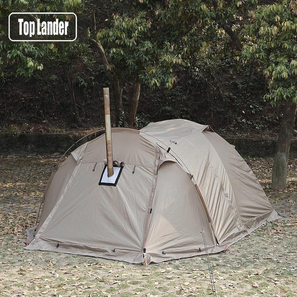 

Водонепроникний Вогнестійкий Купольний Намет для Кемпінгу з Розкладним Тунелем, Двошаровий та зі Сніговою Спідницею - 1 Кімната, 1 Хол Two-Person