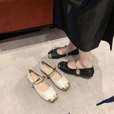 French Mary Jane Shoes 2025 New Summer Temperament Flat Bottom Versatile Chinese Style Square Head Word Shallow Mouth Single Shoes