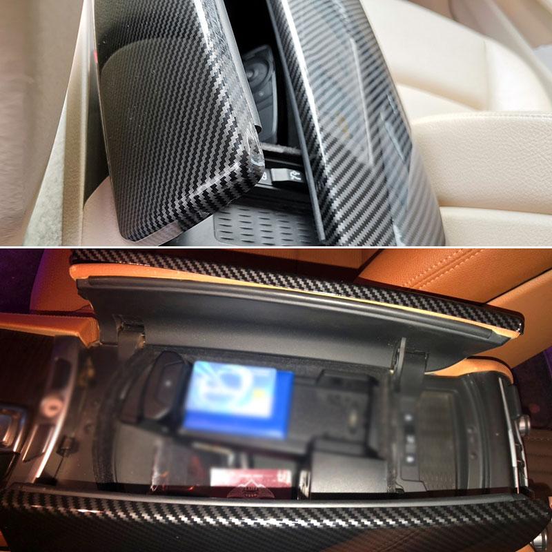 Car Carbon Fiber Texture Center Console Armrest Box Protection Cover For BMW 7 Series F01 F02 2009 2010 2011 2012 2013 2014 2015