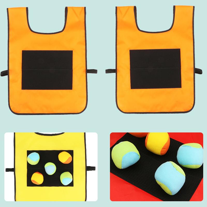 Outdoor Sport Klettball Set 1 Stück Weste mit 5 Stück Ball in zufälliger Farbe Interaktives Laufspiel Requisite Festivalgeschenk Party Souvenir ZYF