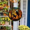Black Cat Crow Acrylic Round Plate Home Halloween Window Wall Decor Creative Craft Pendants Creation Pendant Retro Decoration