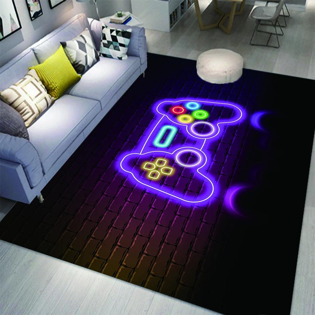 Gaming Area Rug for Kids Boy Bedroom Playroom Living Room Decor Controller Gamepad Carpet Gamer Floor Mat Soft Cool Game Doormat